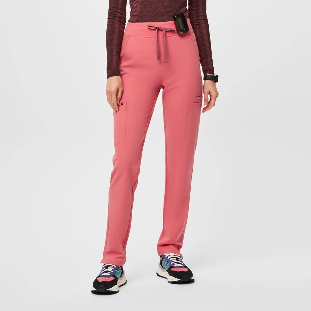 Figs Yola High Waisted Skinny Scrub Pants Desert Rose